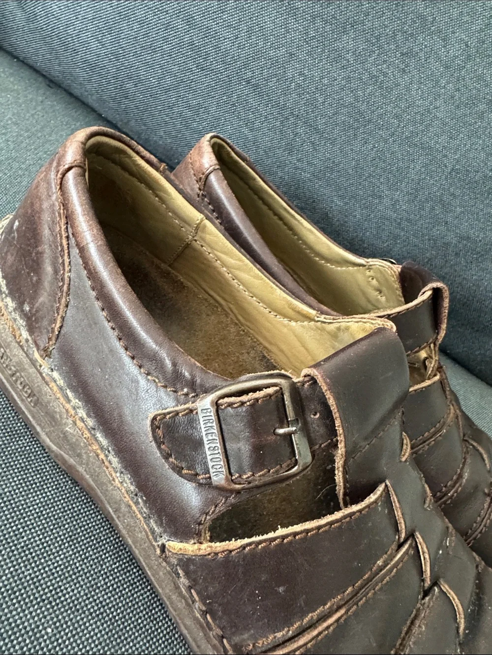 Birkenstock Footprints Madeira Brown Leather Fisherman Sandals Sz 12 Academia